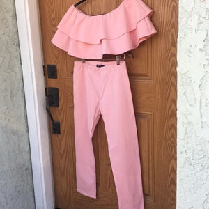 New Pink Ruffled Crop & Matching leggings‎